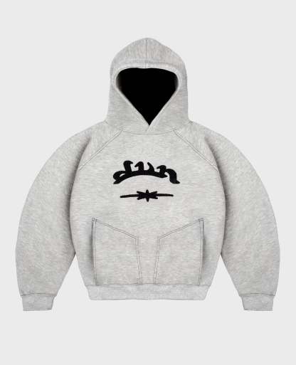 MOTTLED GREY SHARP HOODIE-Kikonat
