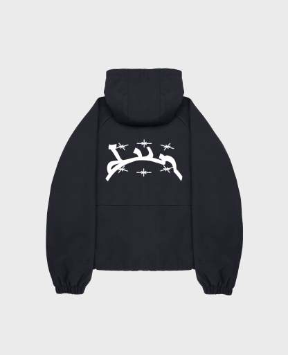 BLACK WINDBREAKER JACKET-Kikonat