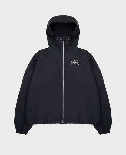 BLACK WINDBREAKER JACKET-Kikonat