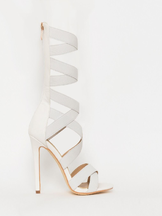 White Stappy Stiletto Sandals