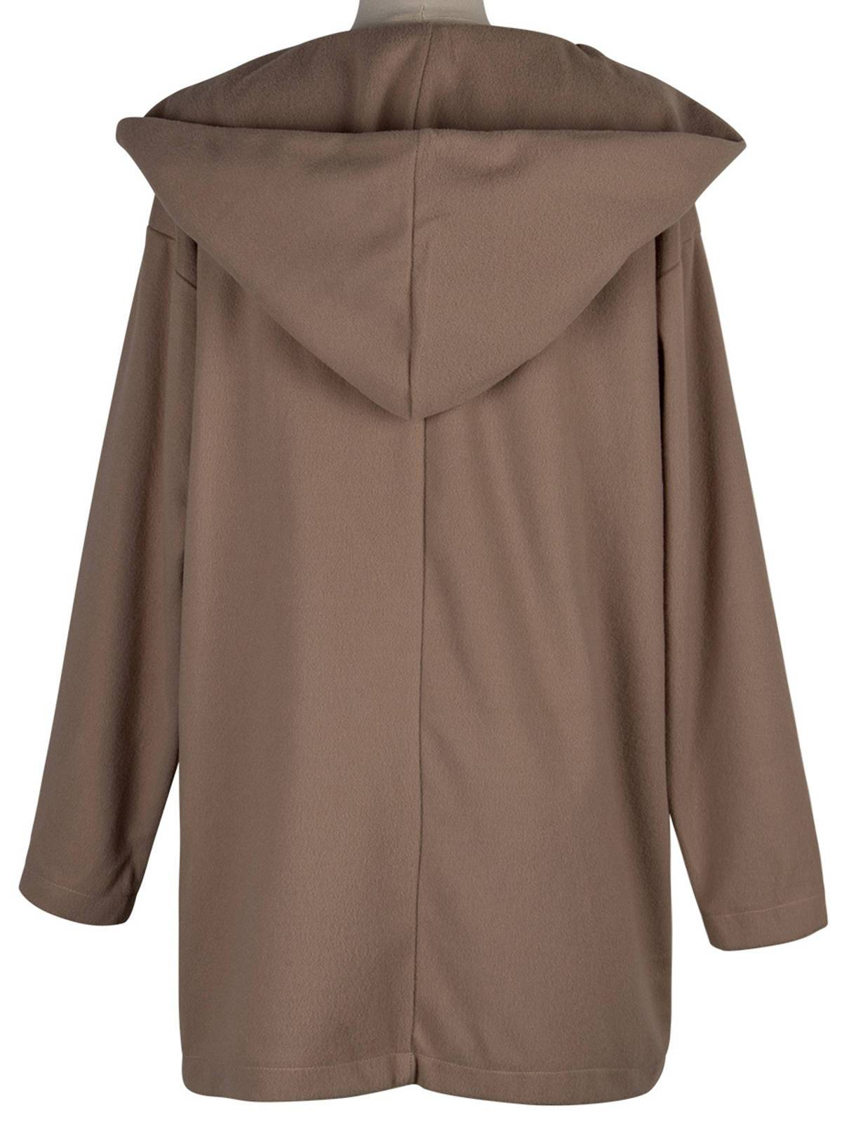 Round neck loose hooded woolen coat