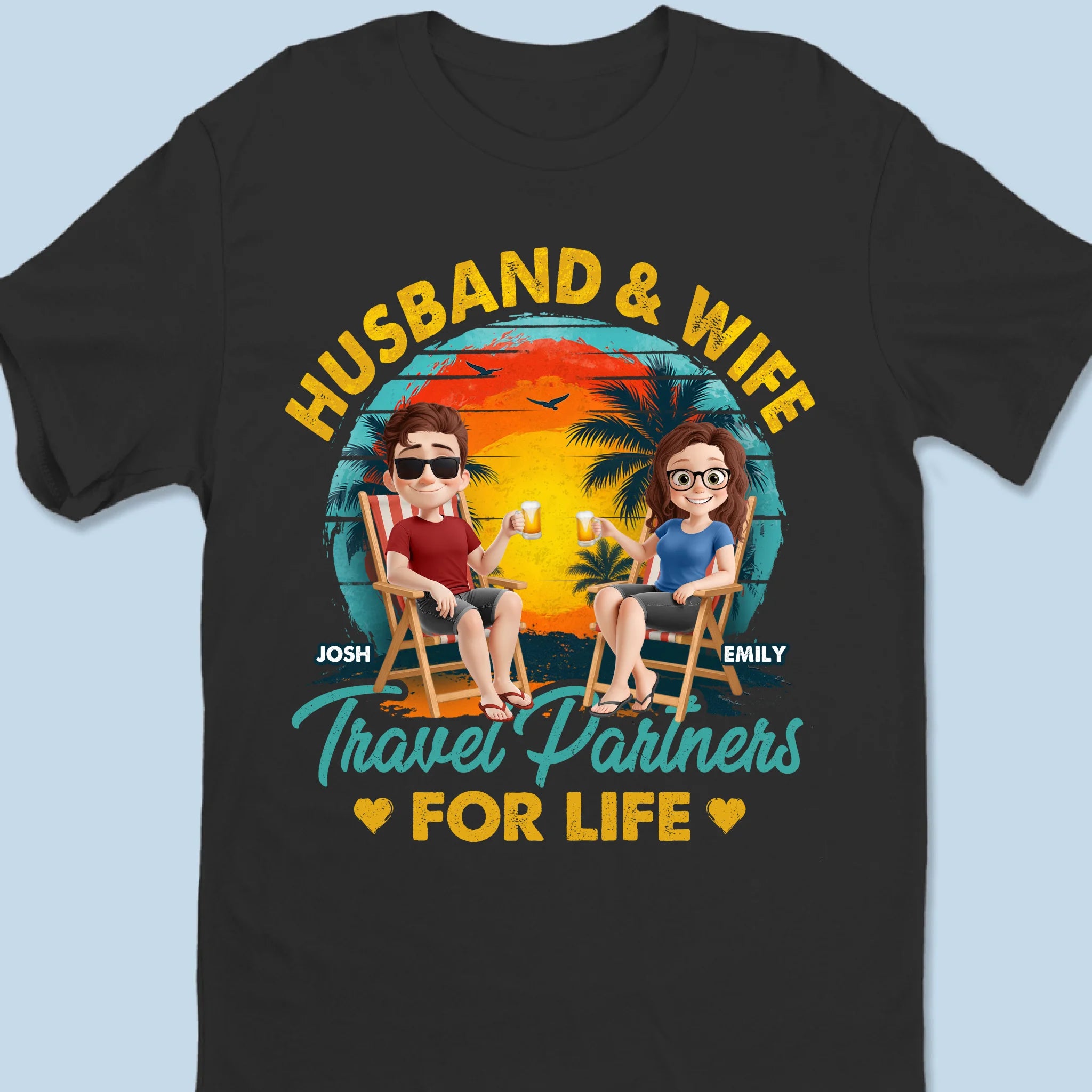 Couples Who Roam Together - Couple Personalized Custom Unisex T-shirt, Premium T-shirt, Hoodie - Summer Vacation Gift For Husband Wife, Anniversary, Travel Lovers