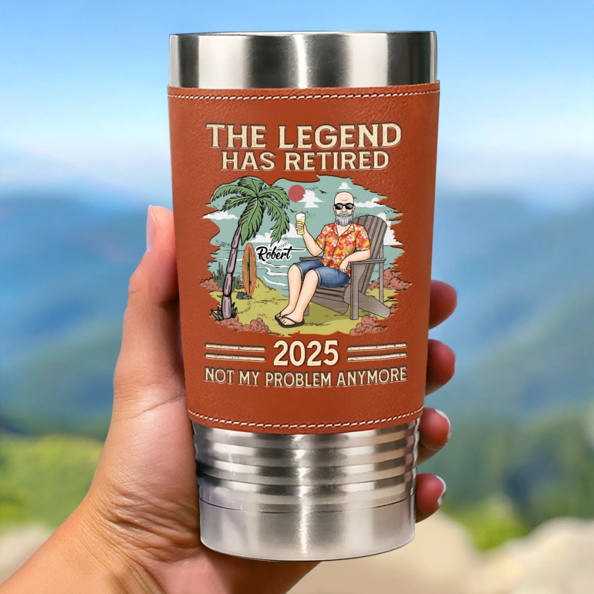 The Legend Has Retired - Personalized Custom Printed Leather Tumbler - Appreciation, Retirement Gift For Coworkers, Work Friends, Colleagues
