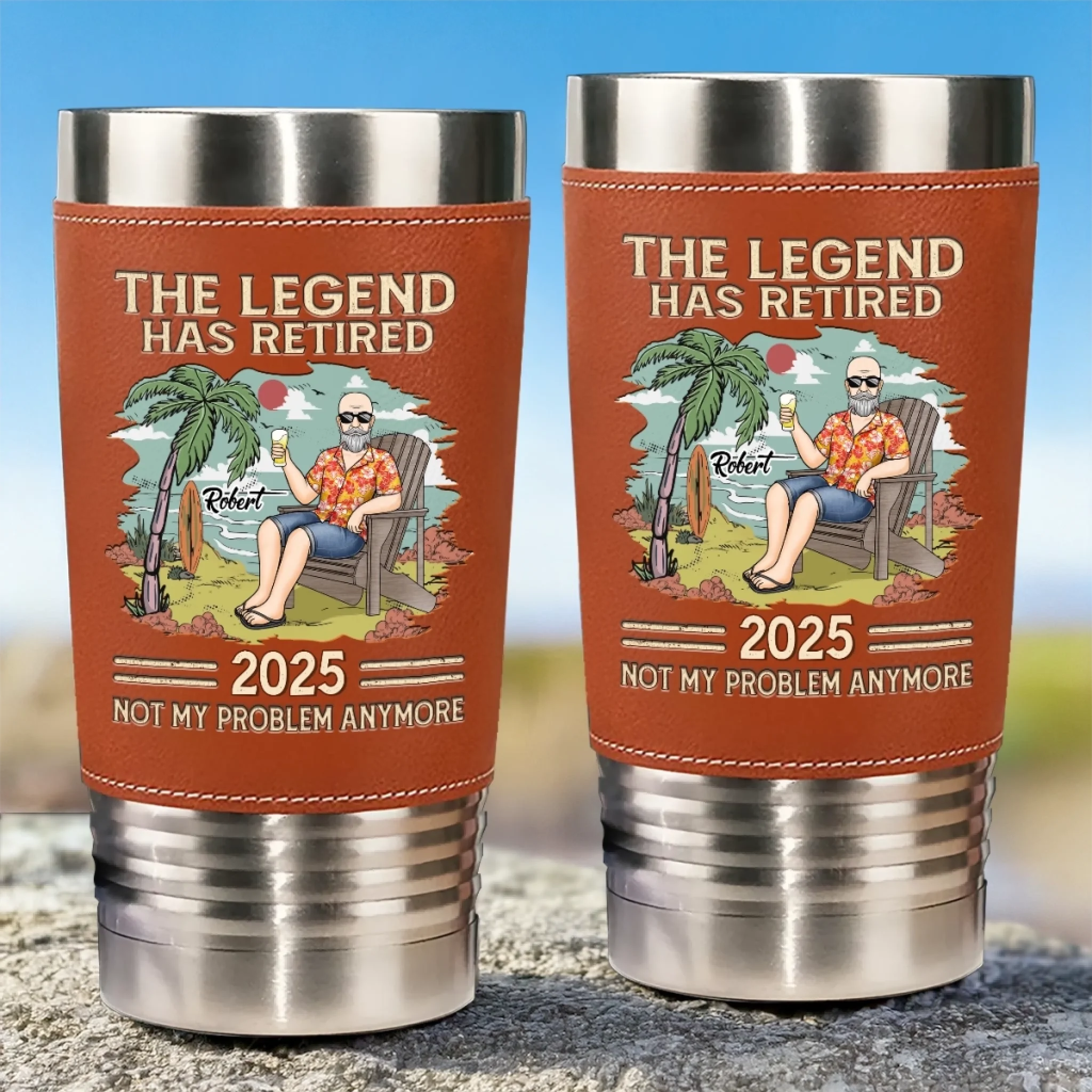 The Legend Has Retired - Personalized Custom Printed Leather Tumbler - Appreciation, Retirement Gift For Coworkers, Work Friends, Colleagues