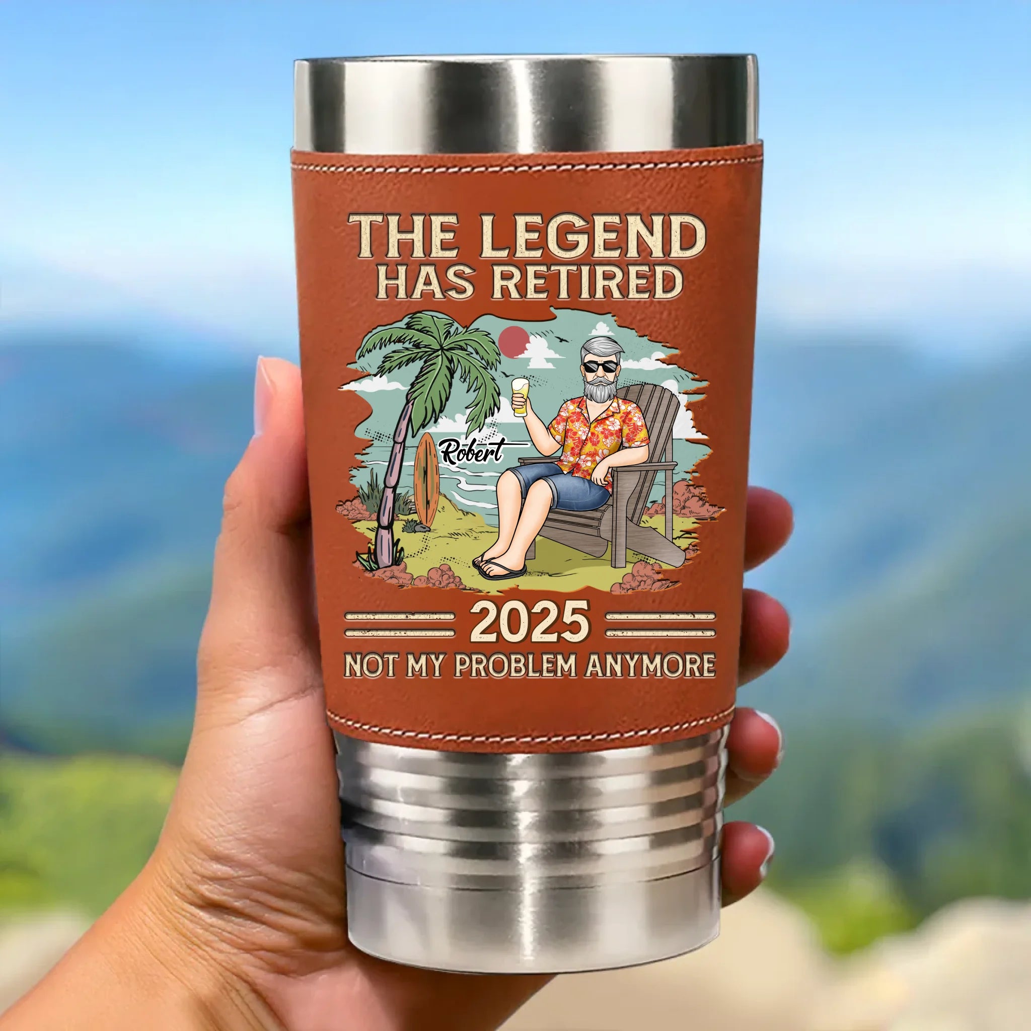 The Legend Has Retired - Personalized Custom Printed Leather Tumbler - Appreciation, Retirement Gift For Coworkers, Work Friends, Colleagues