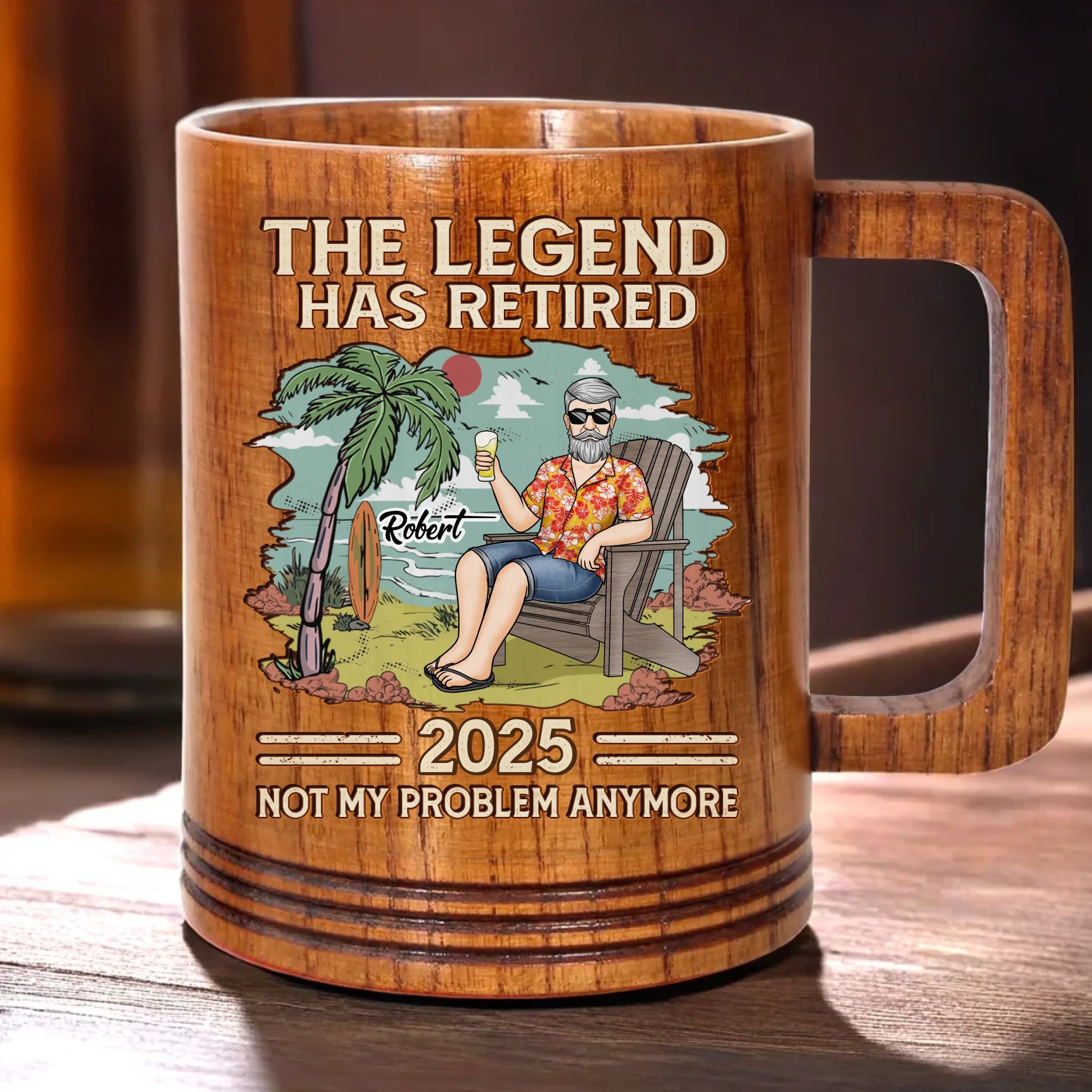 The Legend Has Retried - Personalized Custom Wooden Mug - Appreciation, Retirement Gift For Coworkers, Work Friends, Colleagues