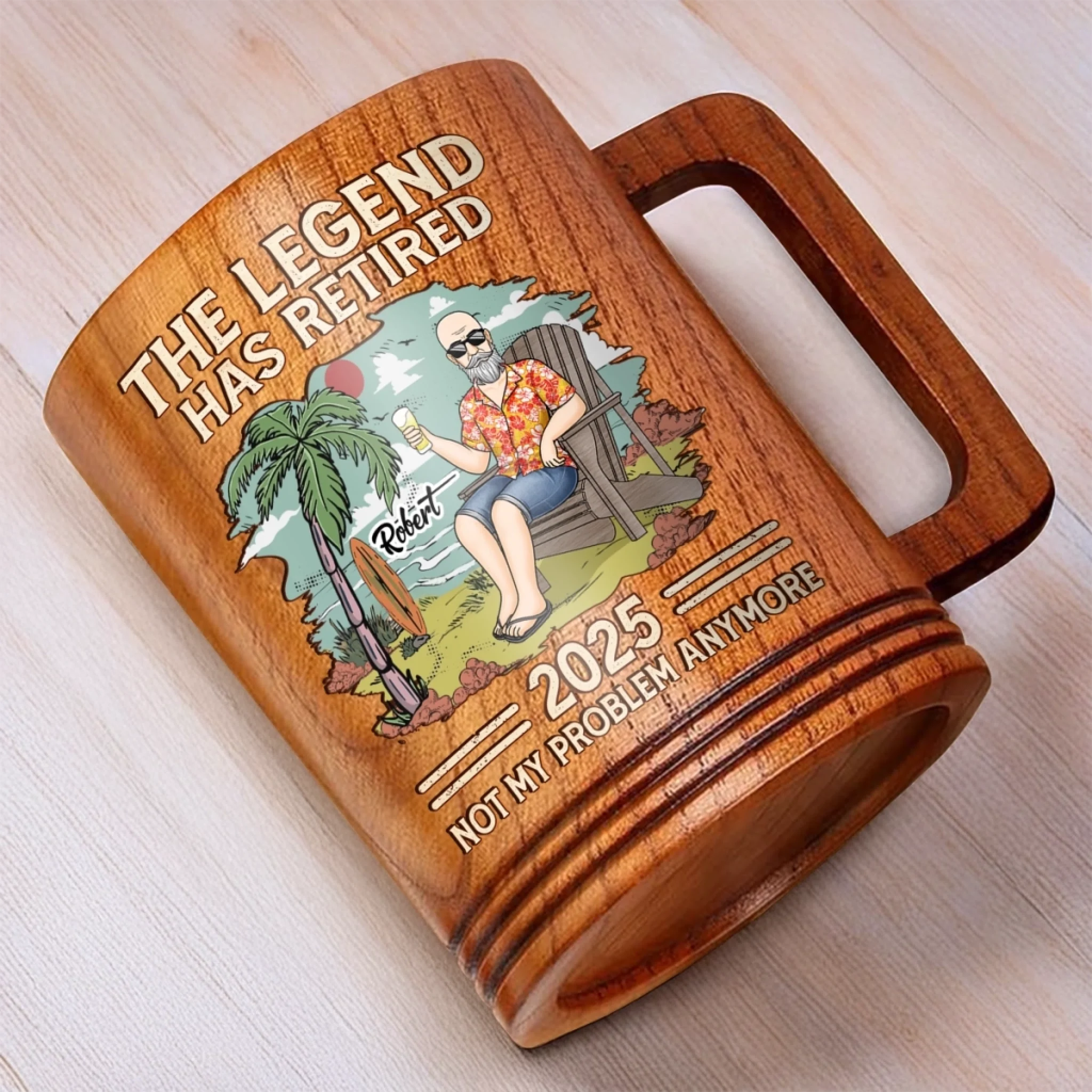 The Legend Has Retried - Personalized Custom Wooden Mug - Appreciation, Retirement Gift For Coworkers, Work Friends, Colleagues