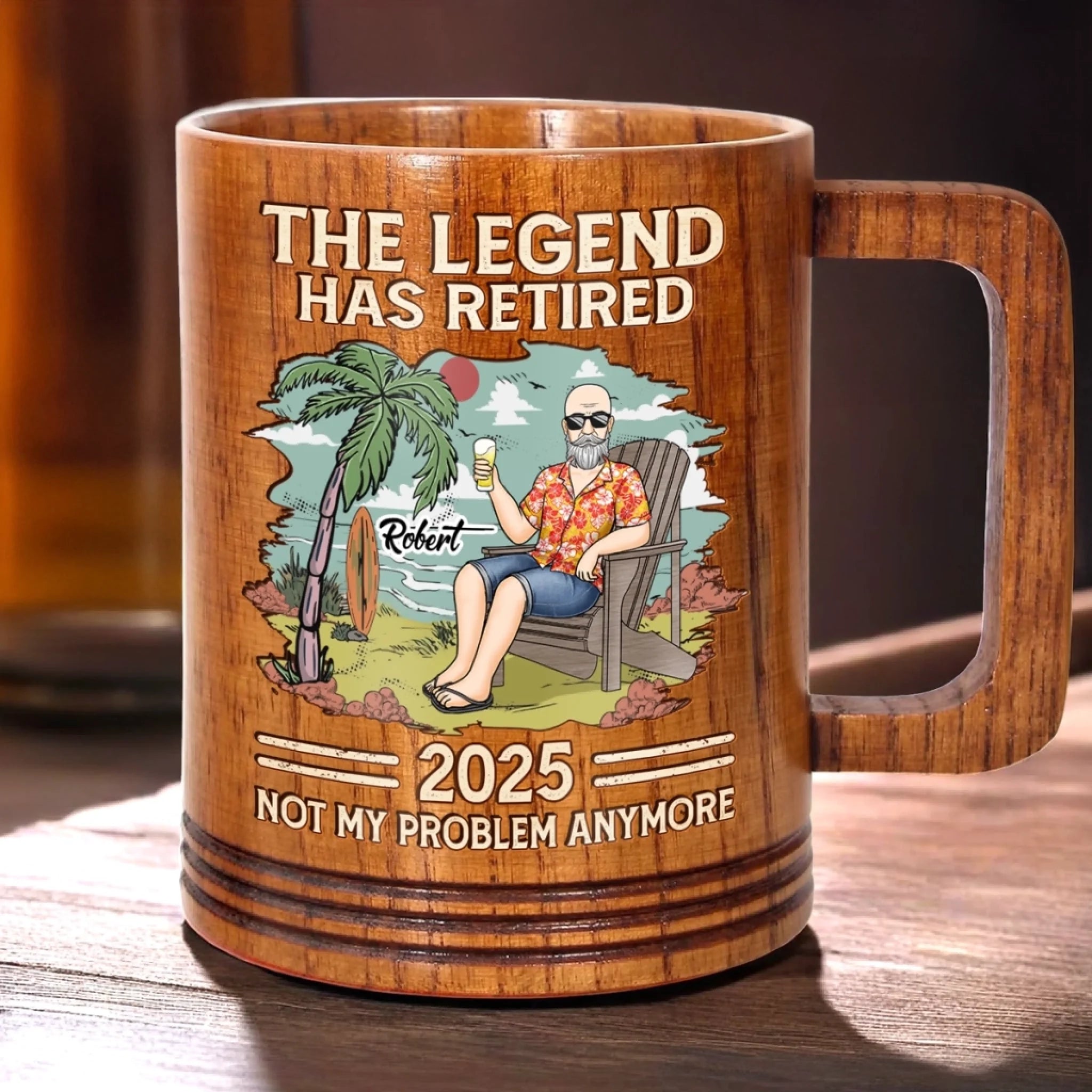The Legend Has Retried - Personalized Custom Wooden Mug - Appreciation, Retirement Gift For Coworkers, Work Friends, Colleagues