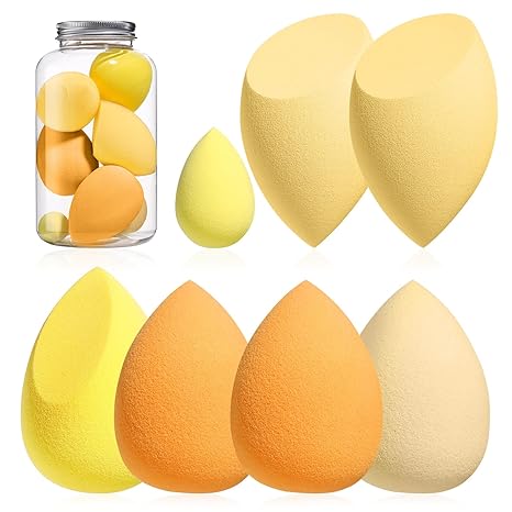 Makeup Sponge Set BS-MALL Blender Sponges 7 Pcs for Liquid, Cream, and Powder, Multi-colored with 1 Mini Makeup Sponge Pink (F-PinkGrey)