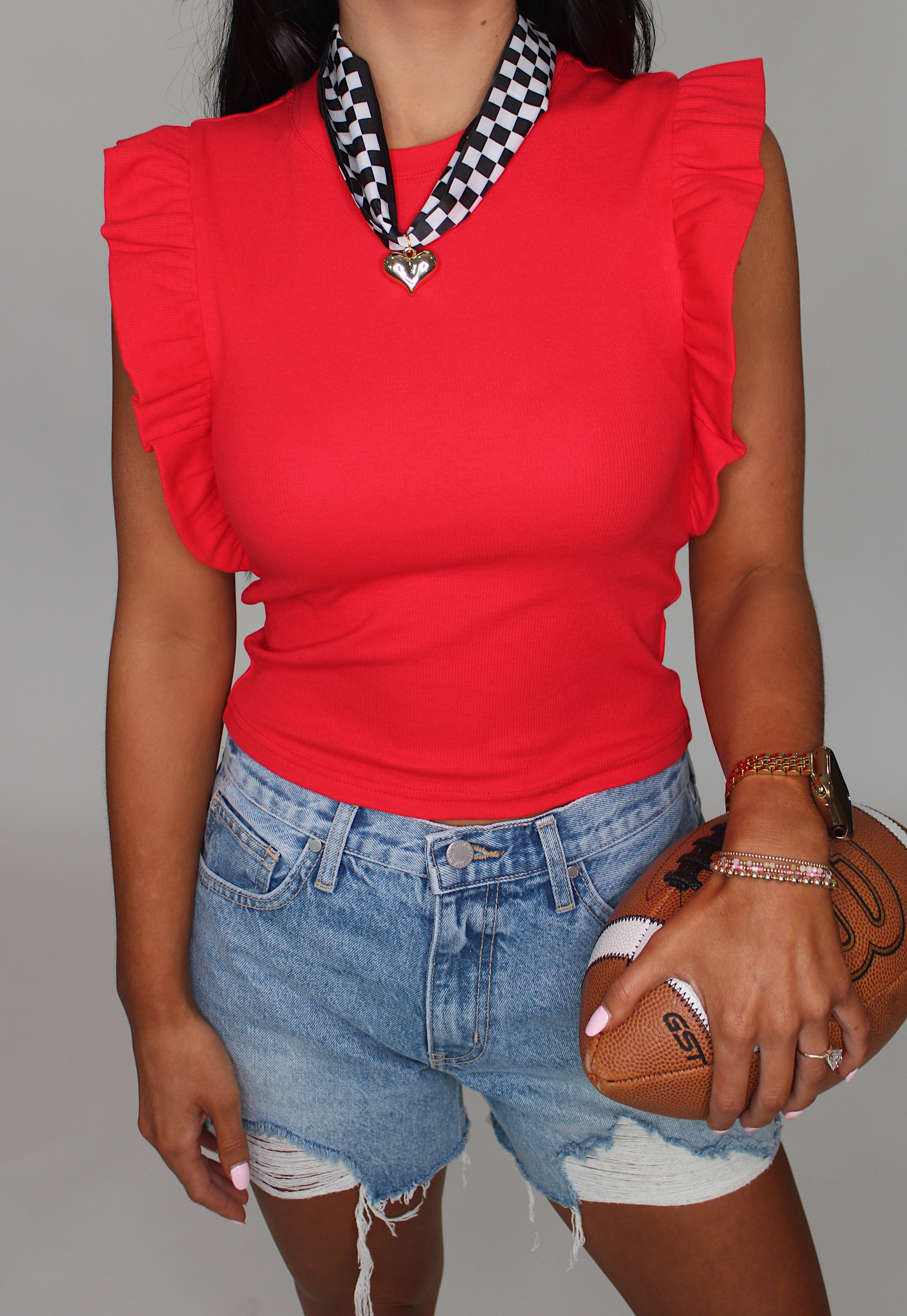 Ruffle Cap Sleeve Top