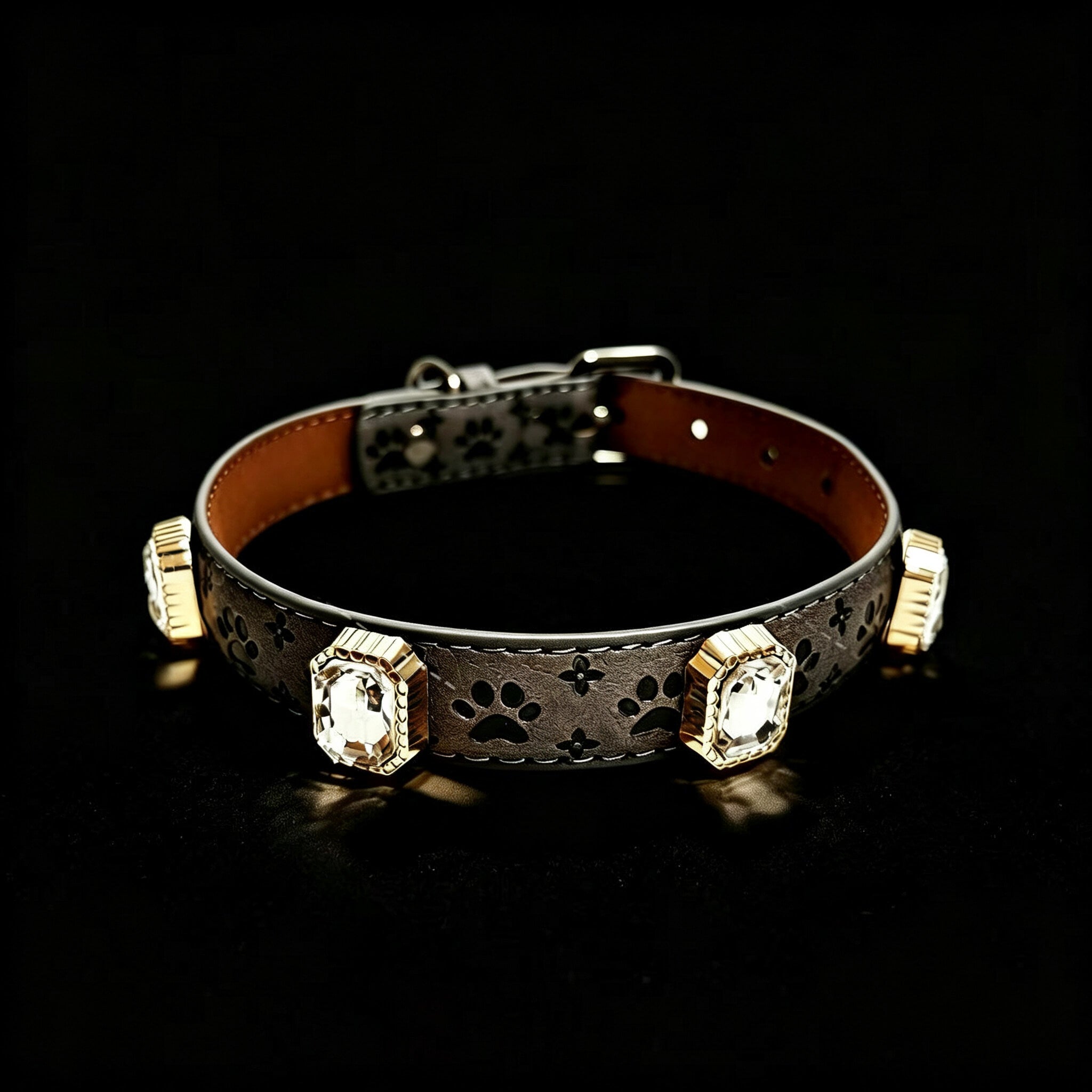 Pet Dog Paw Print Rhinestone Collar detail 11