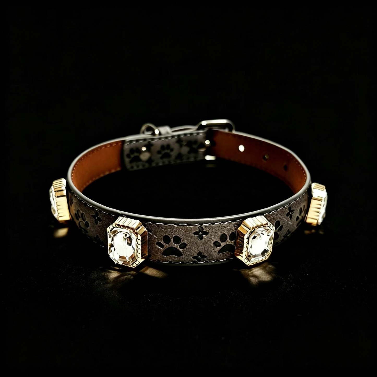 Pet Dog Paw Print Rhinestone Collar detail 11