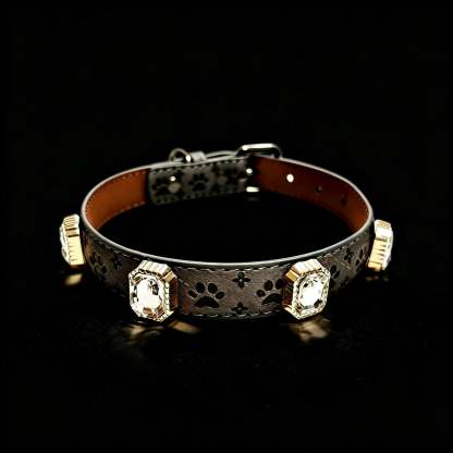 Pet Dog Paw Print Rhinestone Collar detail 11