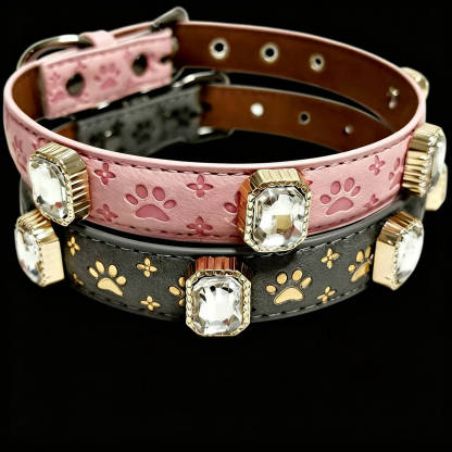 Pet Dog Paw Print Rhinestone Collar detail 15