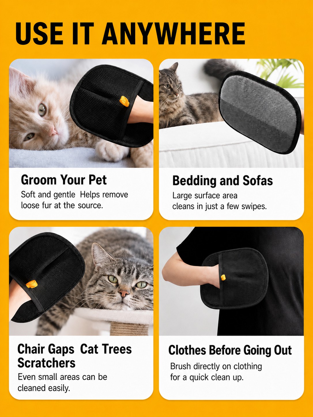 Reusable Pet Hair Removal Glove for Dogs and Cats