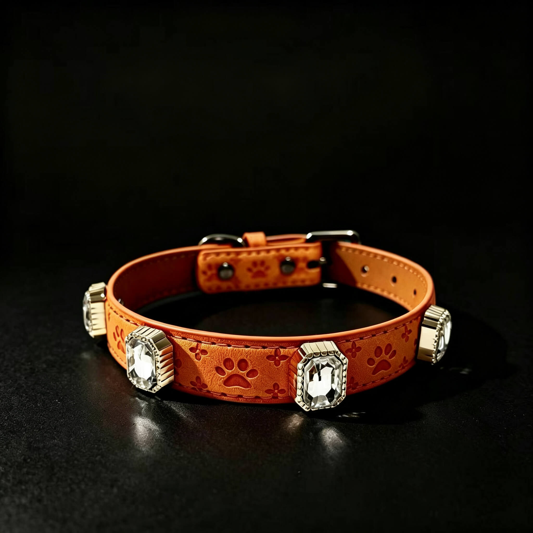 Pet Dog Paw Print Rhinestone Collar detail 13