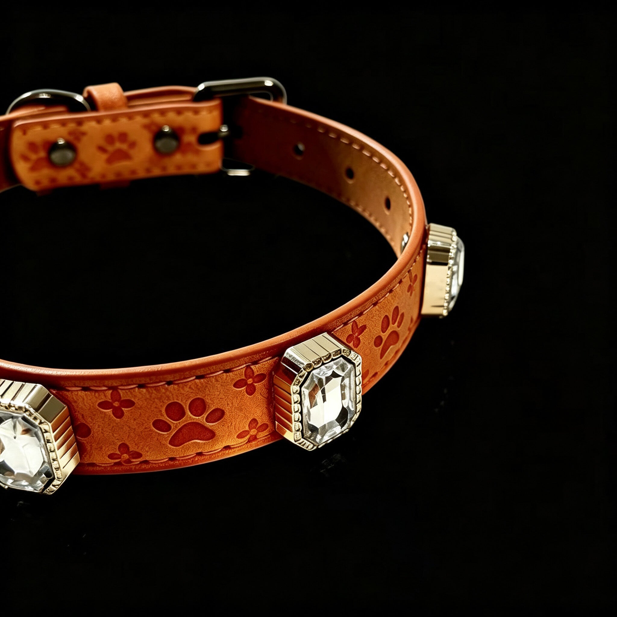 Pet Dog Paw Print Rhinestone Collar detail 14