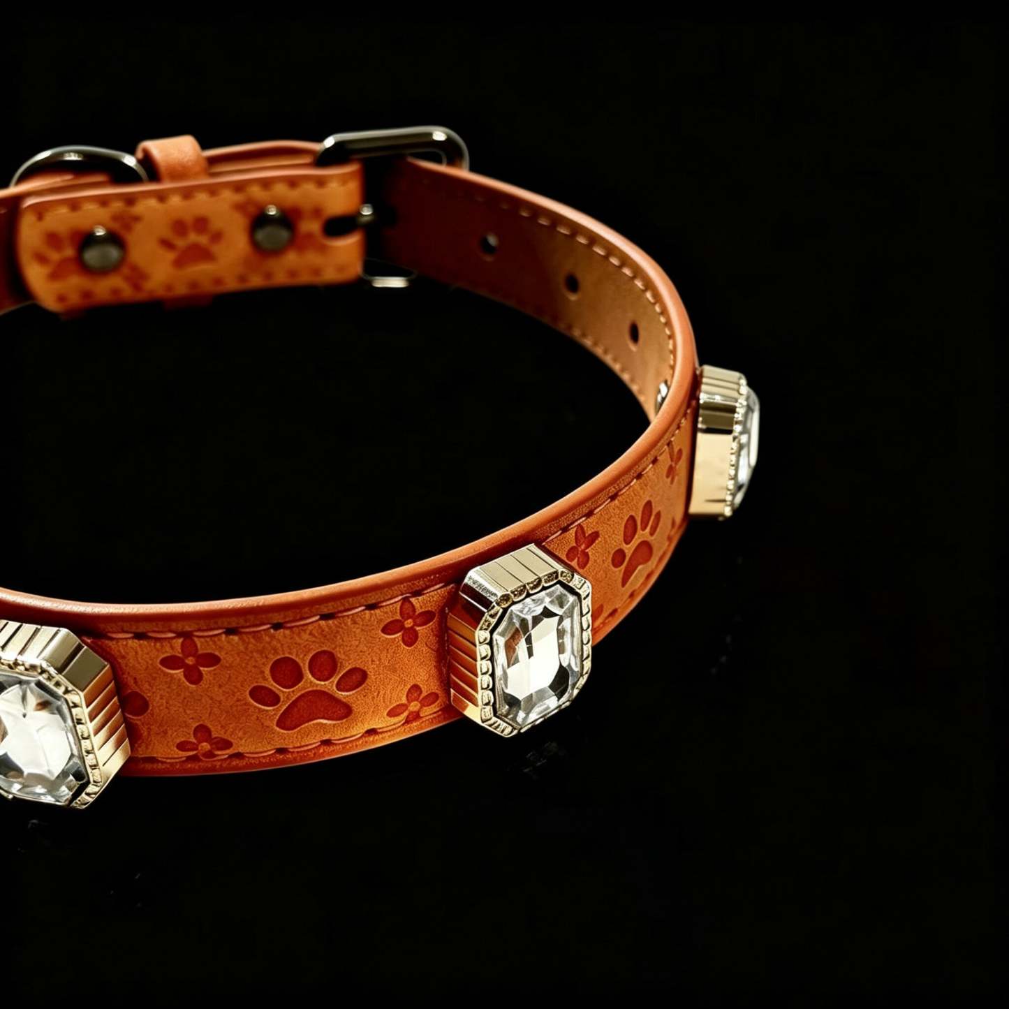 Pet Dog Paw Print Rhinestone Collar detail 14
