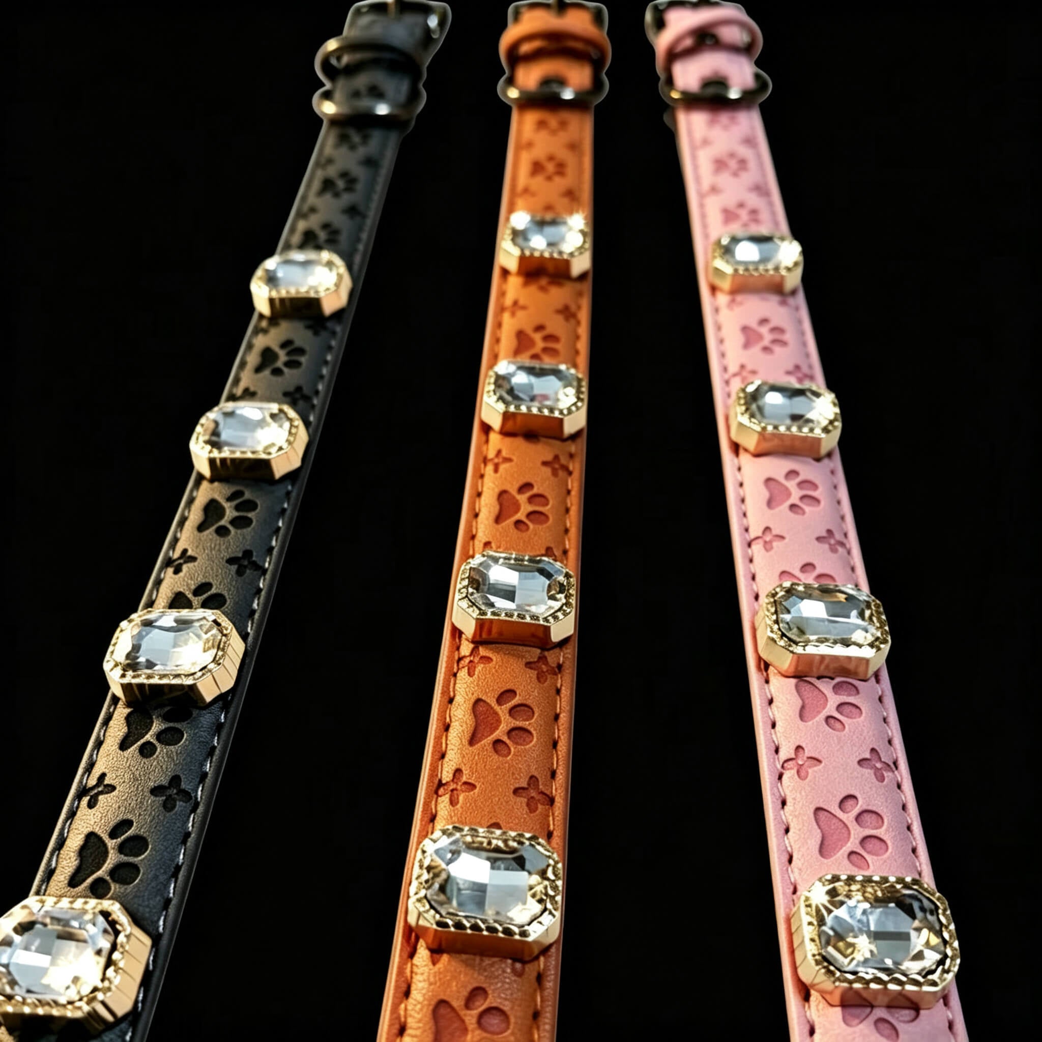 Pet Dog Paw Print Rhinestone Collar detail 16