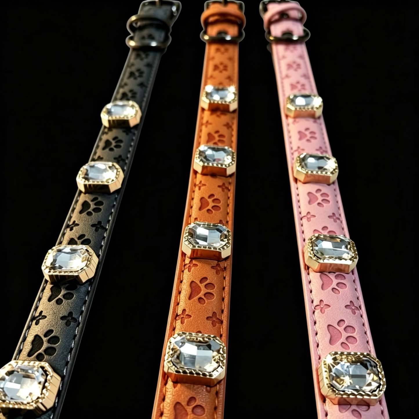Pet Dog Paw Print Rhinestone Collar detail 16