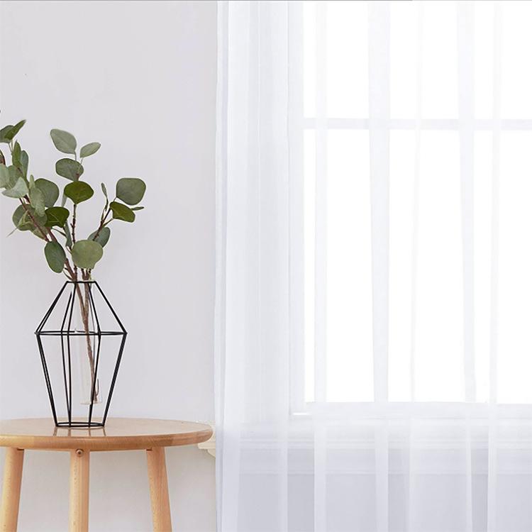 Solid Color Sheer Curtains for Bedroom Living Room, Rod Pocket Polyester Voile Window Drapes, Semi-Sheer Light Filtering Curtain Panels