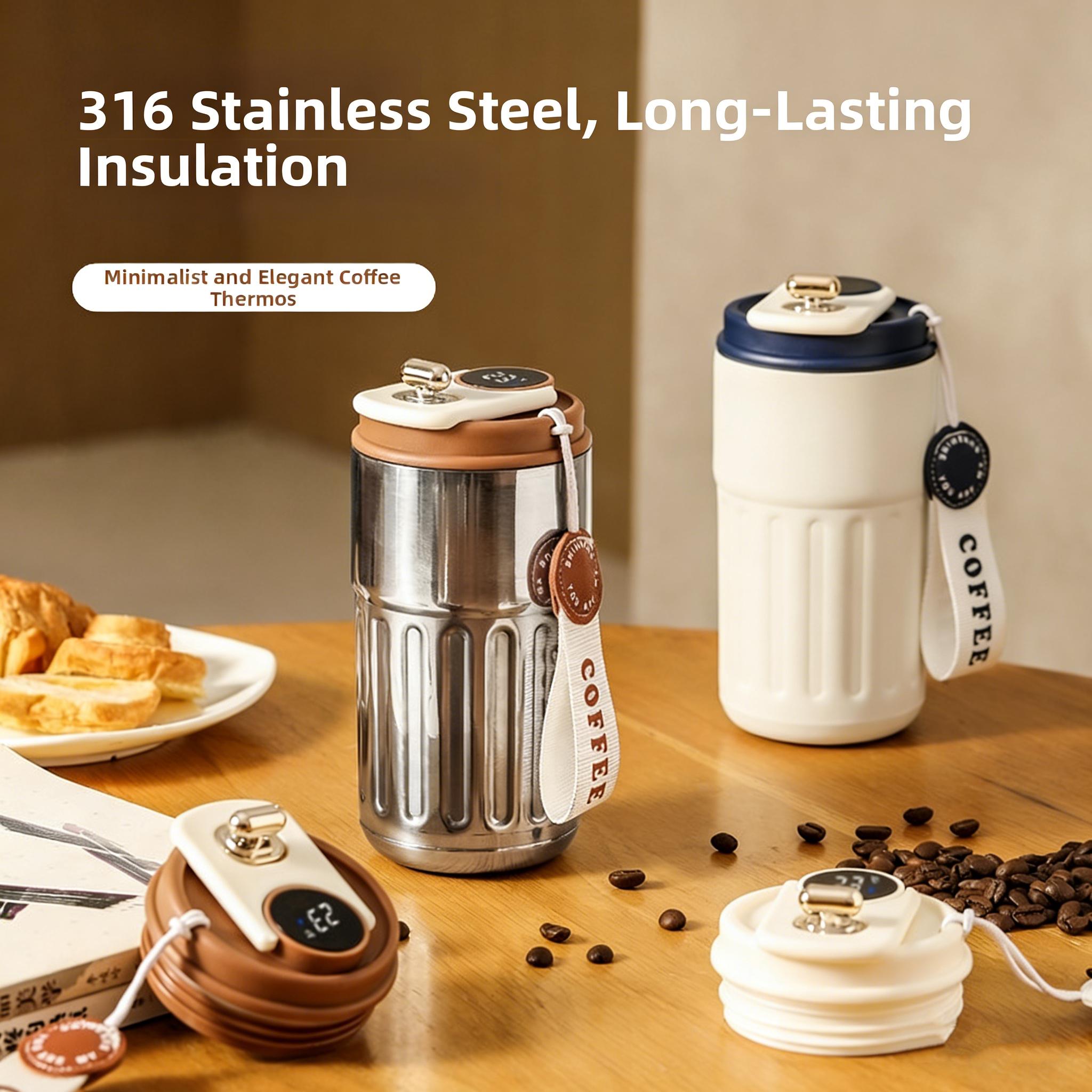 Temperature Display Insulated Coffee Mug with Strap, Stainless Steel Travel Cup for Daily Use image 3