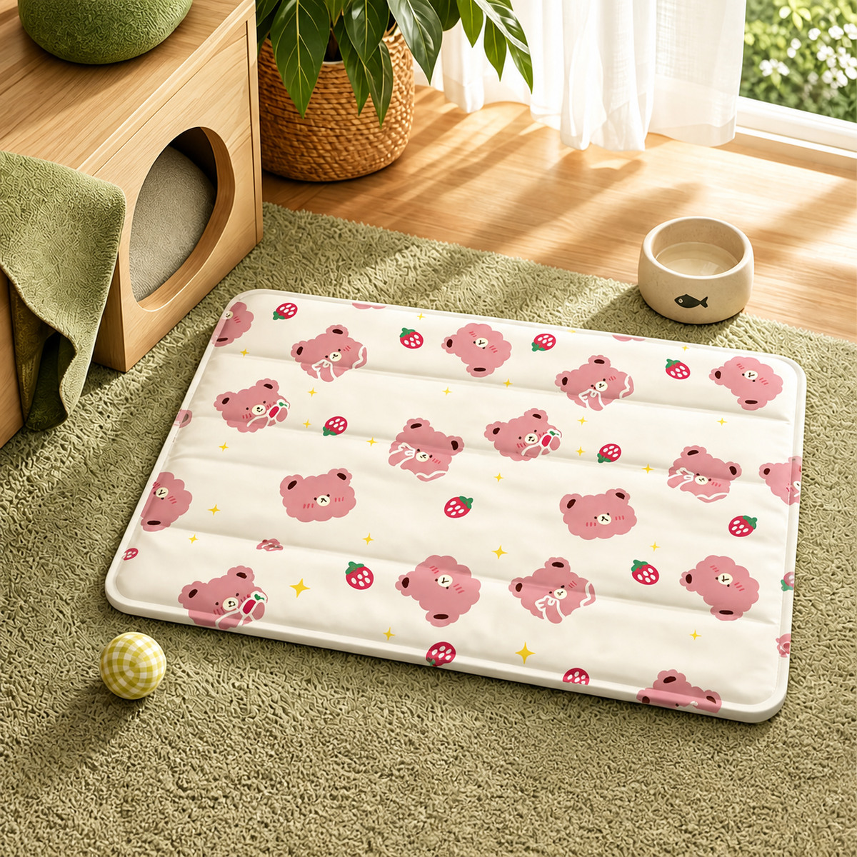 Strawberry Bear ChillNest Self-Cooling Pet Gel Mat