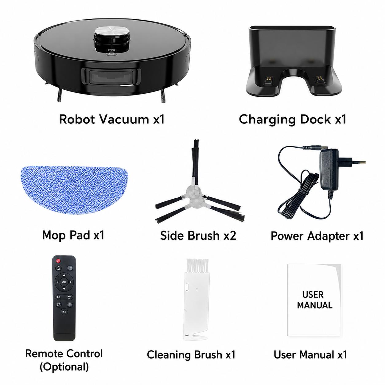 LDS Robot Vacuum and Mop Combo, 3-in-1 Smart Vacuum Cleaner with App Control, Electric Water Tank, Auto Recharge, Laser Navigation for Hard Floors, Pet Hair, Home