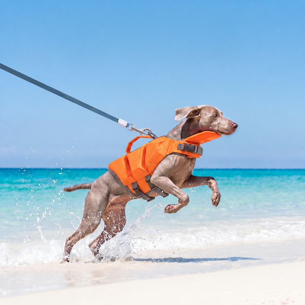Orange & Gray Havomi AquaLift dog life jacket, size 2XL