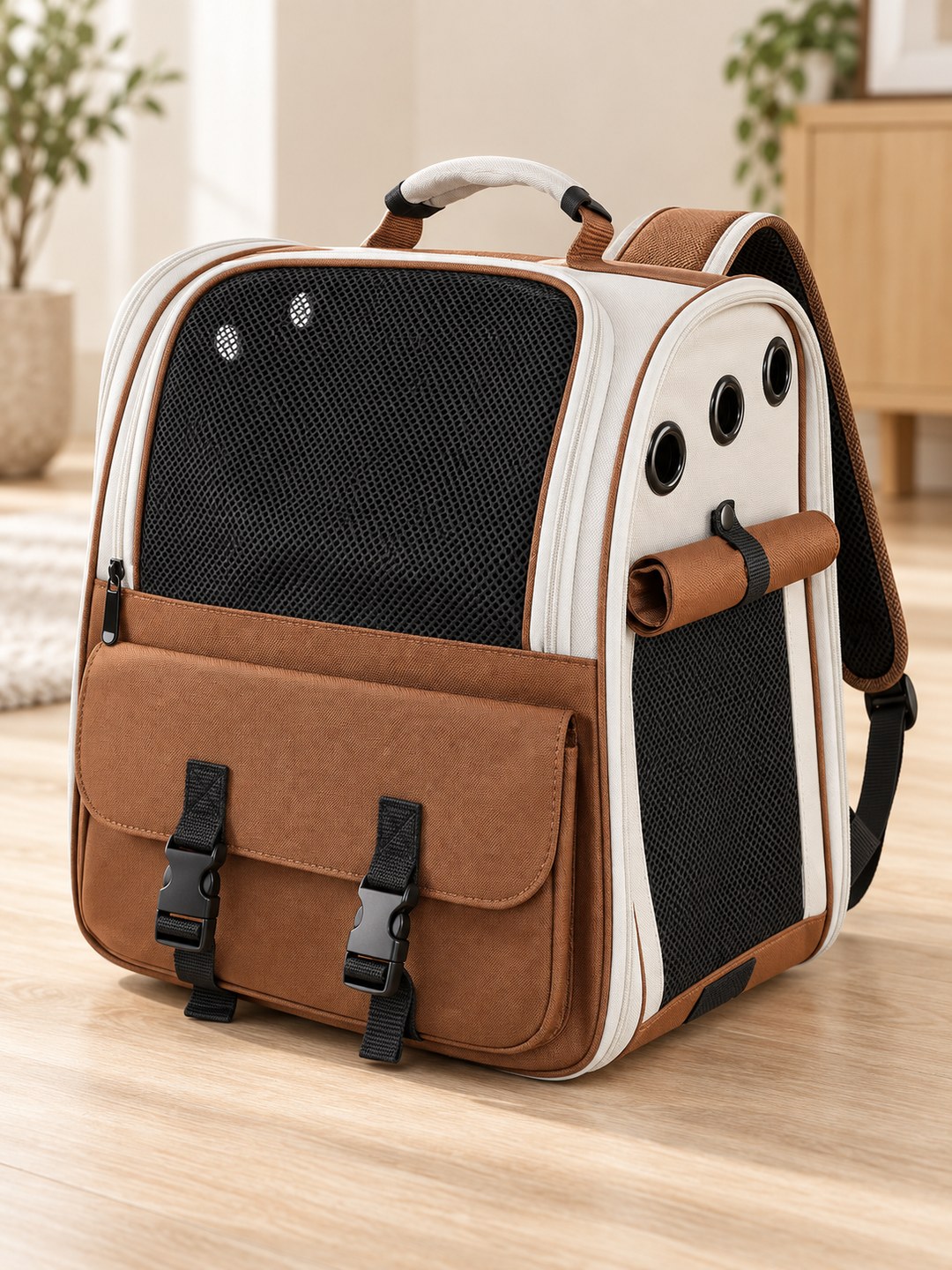 Havomi AirVoyage Structured Pet Carrier Backpack - milk coffee