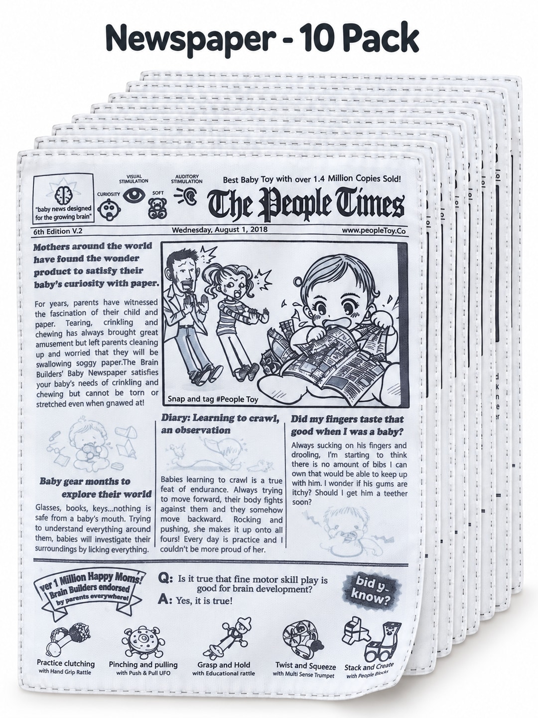 Ten updated newspaper-print fabric crinkle pet toy sheets