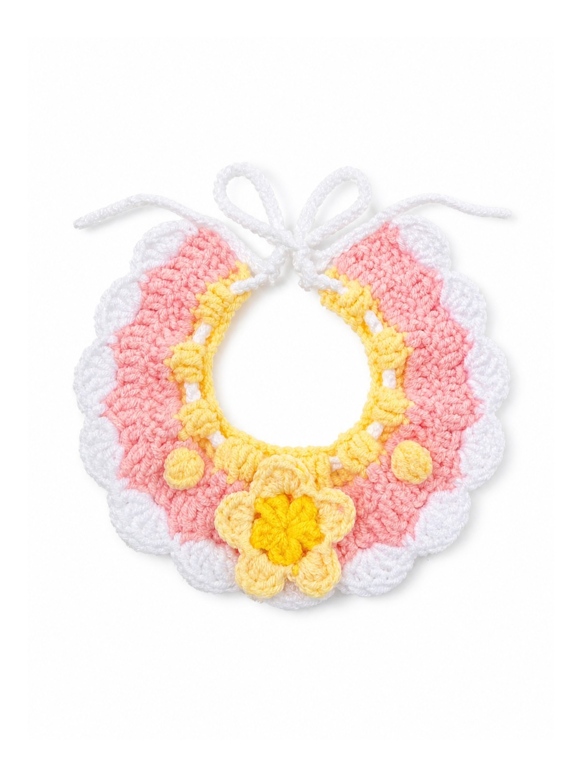 Pink Blossom Havomi Garden Party crochet pet collar bib, size S