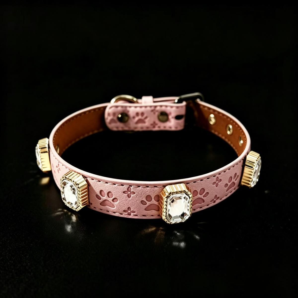 Pet Dog Paw Print Rhinestone Collar detail 12