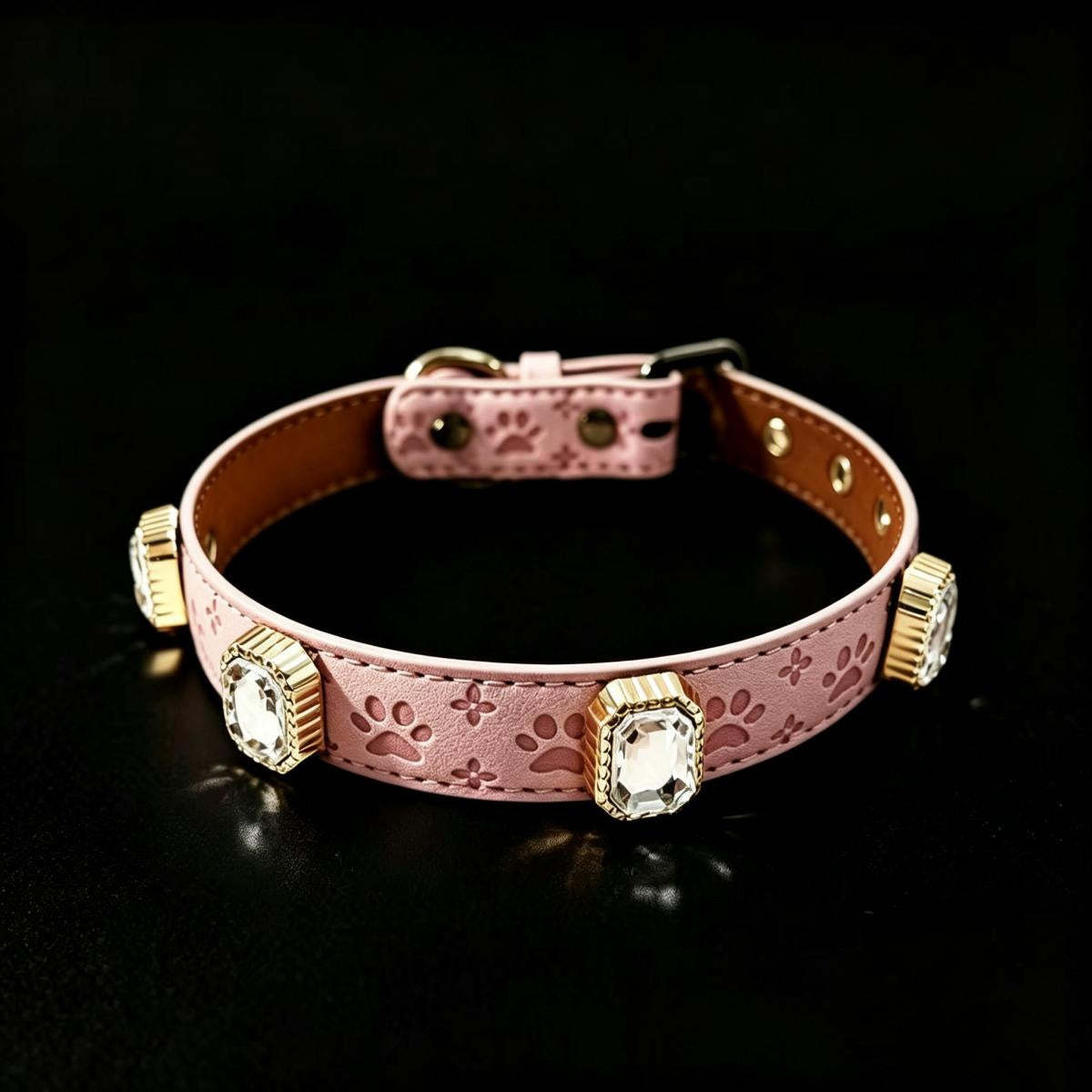 Pet Dog Paw Print Rhinestone Collar detail 12