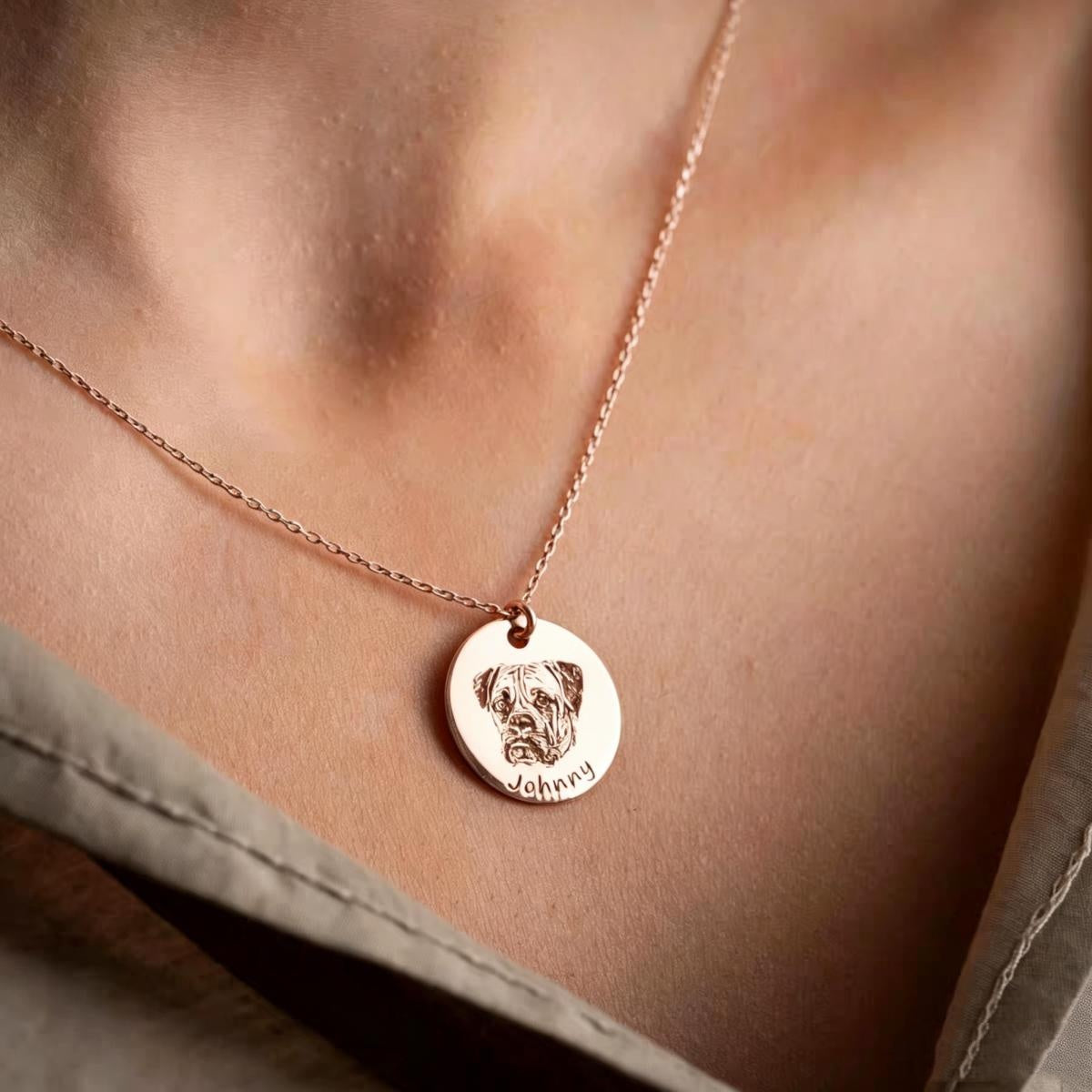 Custom Pet Portrait Engraved Necklace detail 3