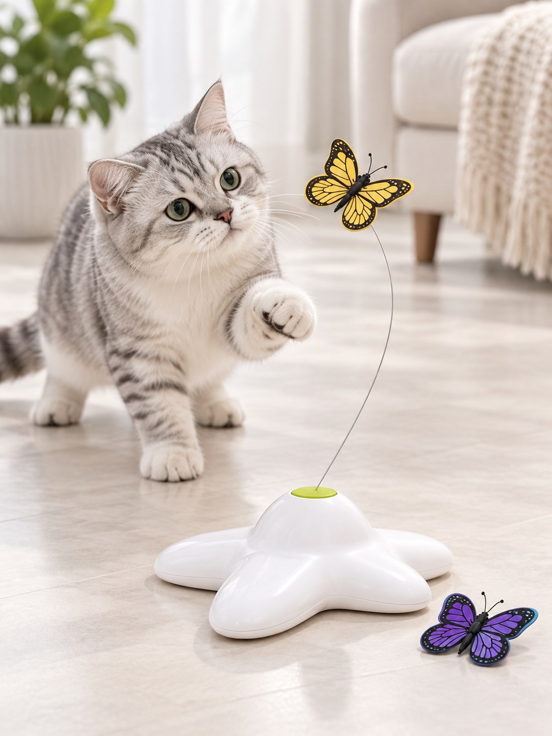 Havomi FlutterTrack Motion Butterfly Cat Toy - automatic
