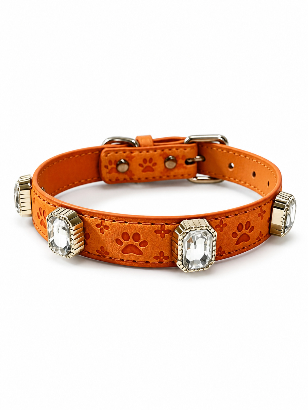 Pet Dog Paw Print Rhinestone Collar by Havomi