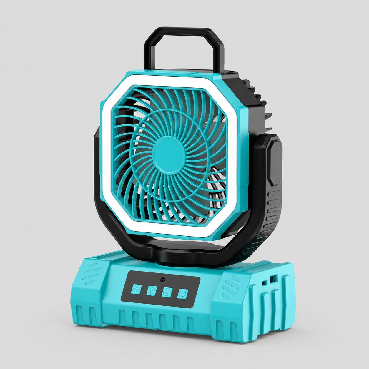 Portable Camping Fan, USB Rechargeable Oscillating Desk Fan, Quiet Outdoor Table Fan with Powerful Airflow for Camping, Office, Patio, Travel