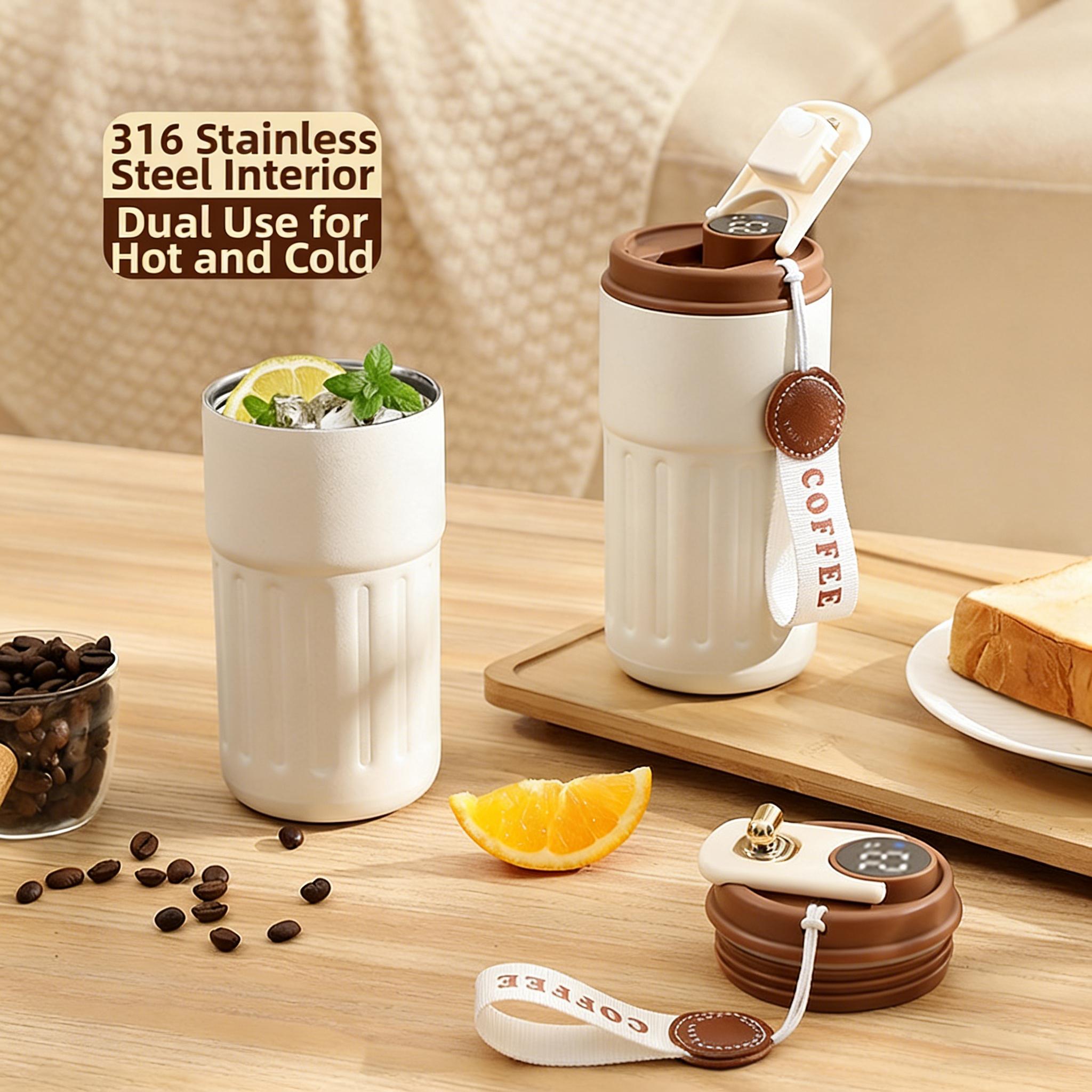 Temperature Display Insulated Coffee Mug with Strap, Stainless Steel Travel Cup for Daily Use image 2