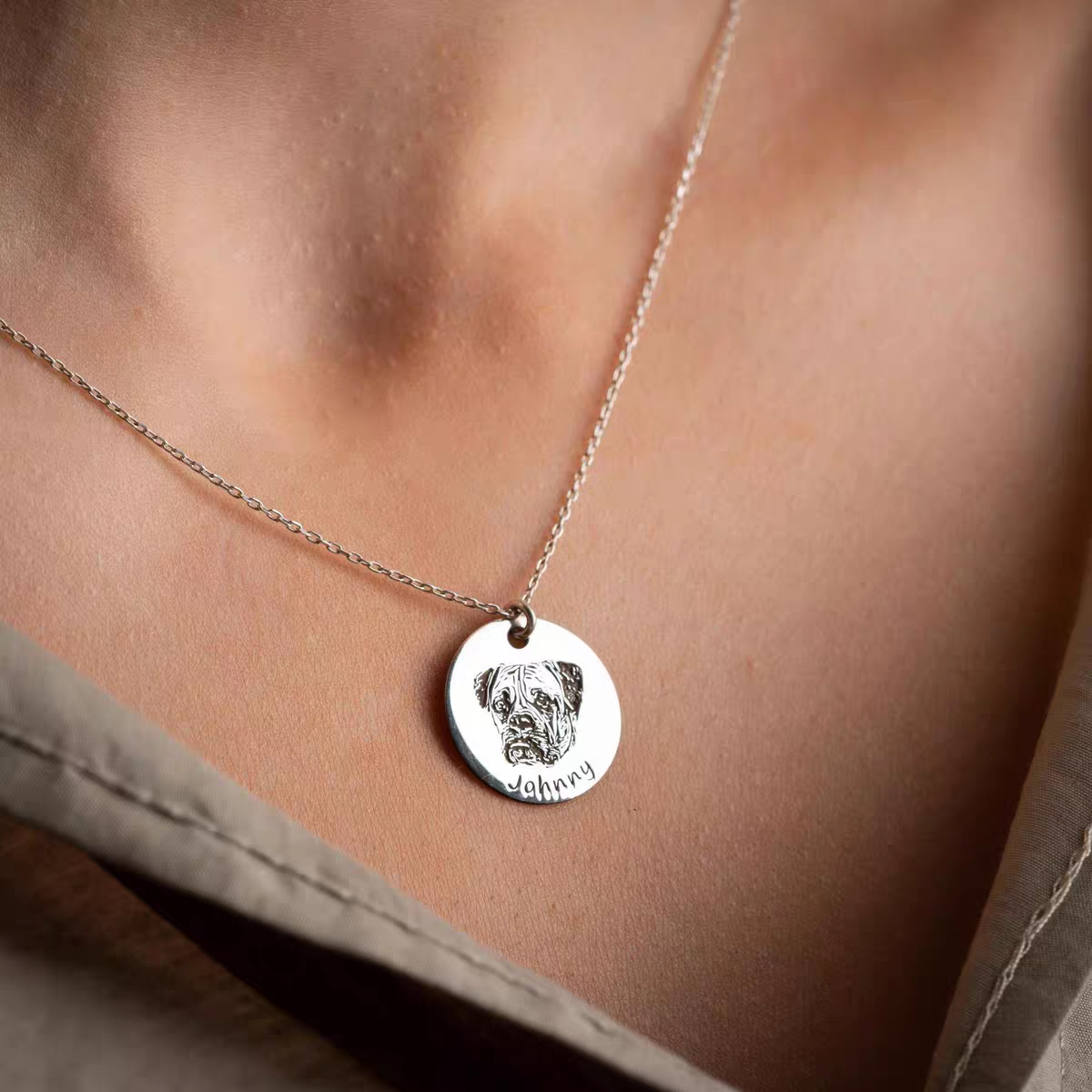 Custom Pet Portrait Engraved Necklace detail 2