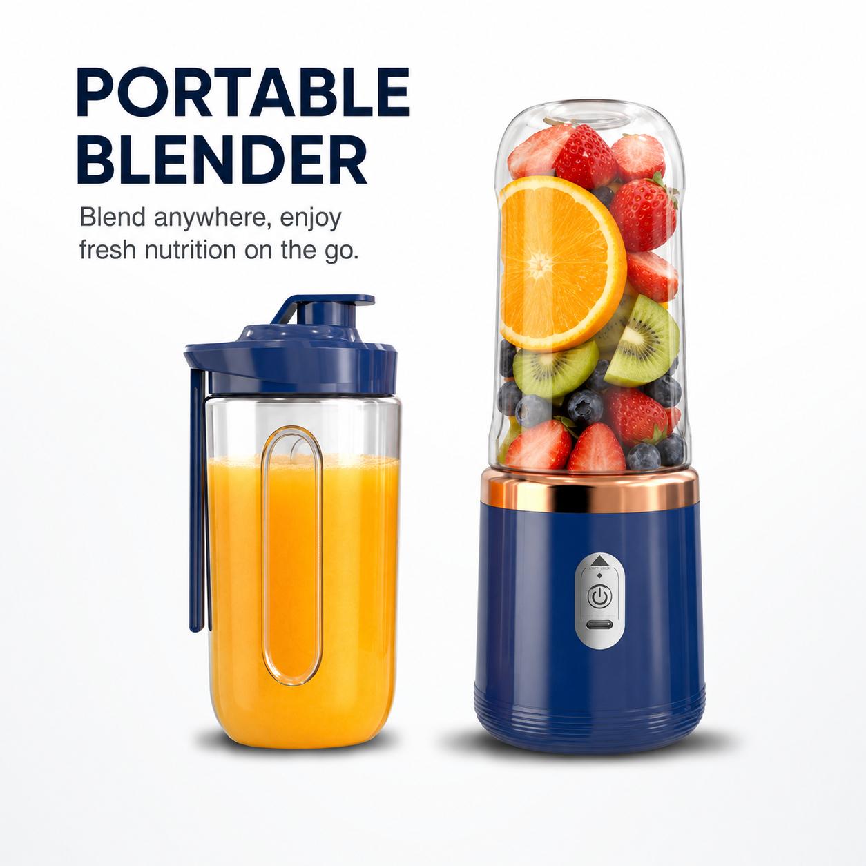 Portable Blender, USB Rechargeable Personal Juicer Cup, Mini Smoothie Maker with PCTG Bottle, Compact Fruit Juice Blender for Dorm, Home, Office, Travel and Gym