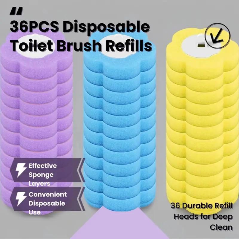 36 Pack Disposable Toilet Brush Refills, Sponge Replacement Heads for Bathroom Cleaning image 2