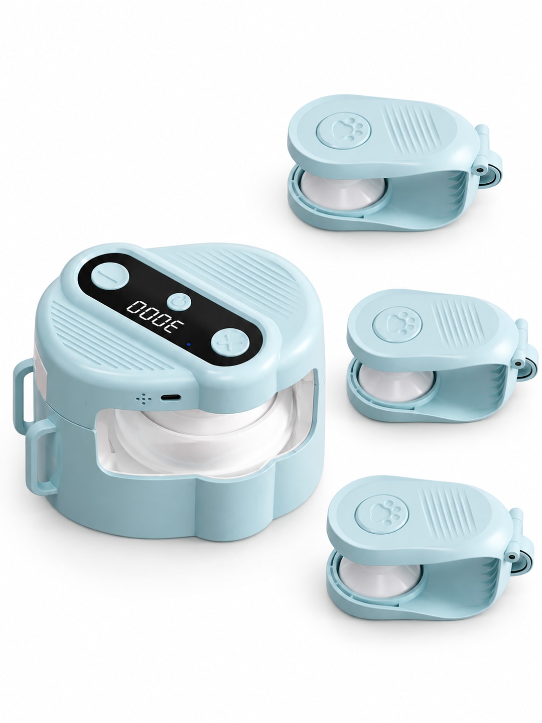 Light blue remote-control model with one main unit and three matching cord guide units