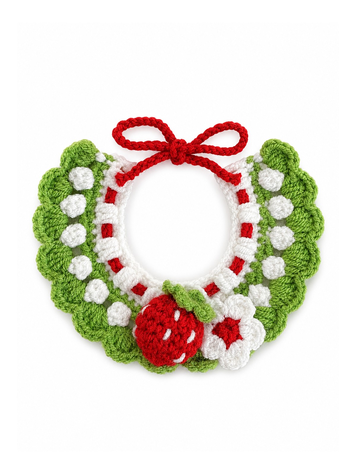 Strawberry Garden Havomi Garden Party crochet pet collar bib, size XS