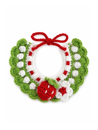 Strawberry Garden Havomi Garden Party crochet pet collar bib, size XS