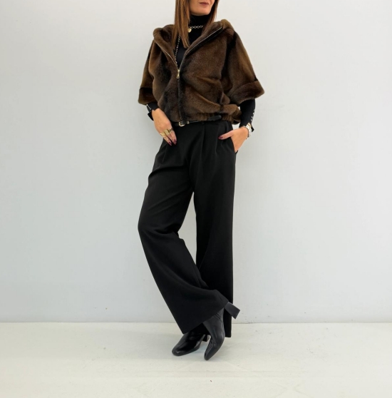 Brown Faux Fur Hooded Cape Jacket