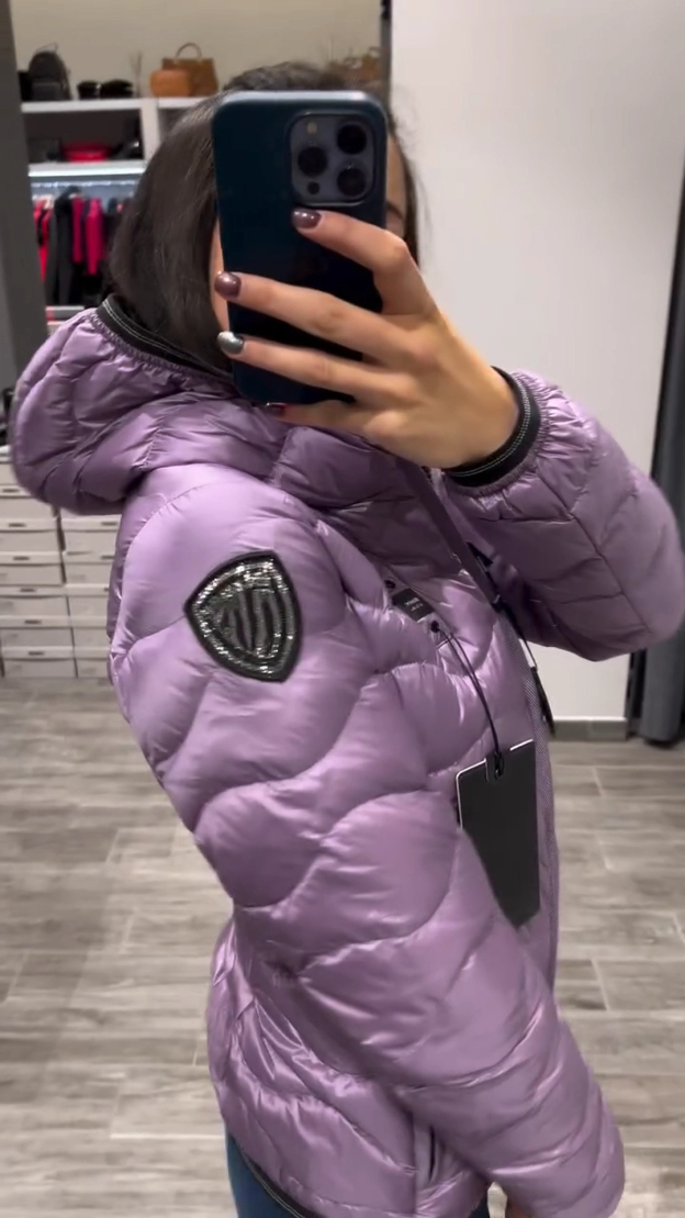 Lilac Shiny Puffer Jacket with Hood