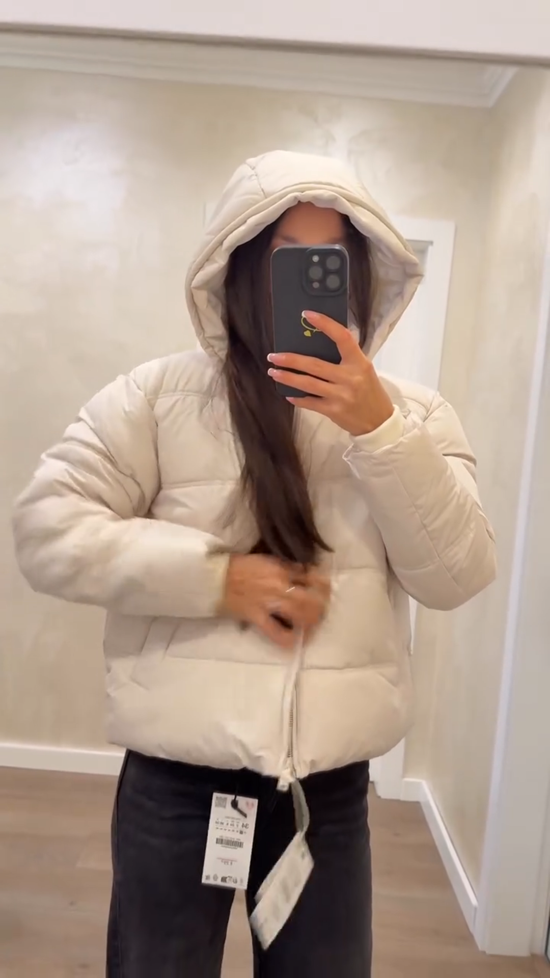 Cream Short Puffer Jacket