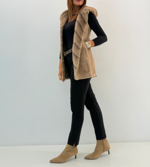 [Copy]Two - Way Wear Brown Faux Fur Coat with Hood
