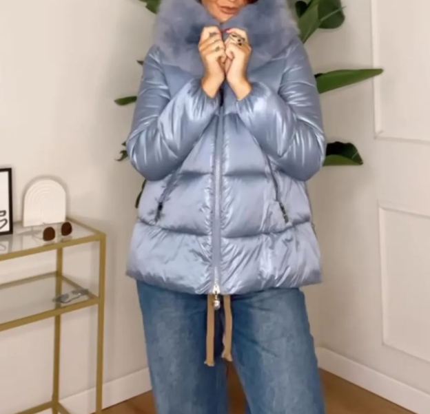 [Copy]Light Gray Faux Fur Zip - up Bomber Jacket